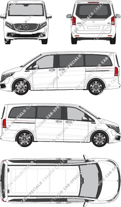 Mercedes-Benz EQV Separat zu öffnende Heckscheibe, Separat zu öffnende Heckscheibe, microbús, largo, Rear Flap, 2 Sliding Doors (2020)