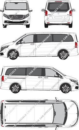 Mercedes-Benz EQV Separat zu öffnende Heckscheibe, Separat zu öffnende Heckscheibe, minibus, extra long, Rear Flap, 1 Sliding Door (2020)
