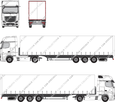Mercedes-Benz Actros GigaSpace 2500 mm breit, ebener Boden, GigaSpace, Tractor unit with semi-trailer, L cab (2019)