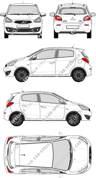 Mitsubishi Mirage, Hayon, 5 Doors (2016)