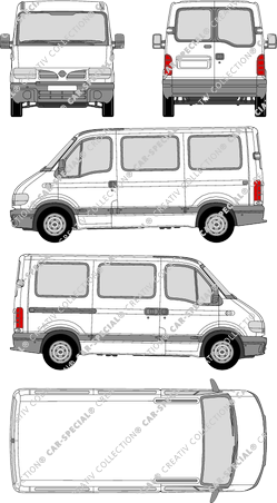Nissan Interstar, camionnette, L1H1, Rear Wing Doors, 1 Sliding Door (2002)