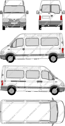Nissan Interstar, minibus, L2H2, Rear Wing Doors, 1 Sliding Door (2002)