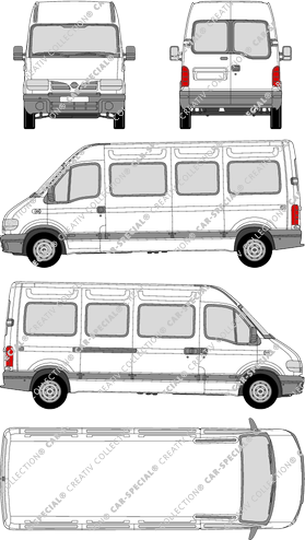 Nissan Interstar, minibus, L3H2, Rear Wing Doors, 1 Sliding Door (2002)