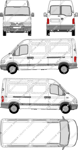 Nissan Interstar, van/transporter, L2H2, rear window, Rear Wing Doors, 2 Sliding Doors (2002)