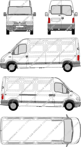 Nissan Interstar, van/transporter, L3H2, rear window, Rear Wing Doors, 1 Sliding Door (2002)
