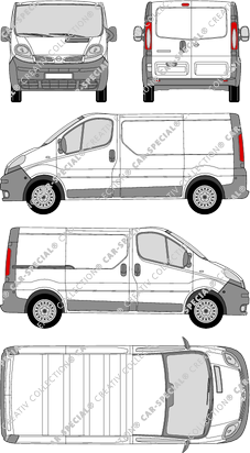 Nissan Primastar, van/transporter, L1H1, Rear Wing Doors, 1 Sliding Door (2002)