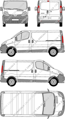 Nissan Primastar, furgone, L1H1, Rear Wing Doors, 2 Sliding Doors (2002)
