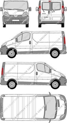 Nissan Primastar, van/transporter, L1H1, rear window, Rear Wing Doors (2002)