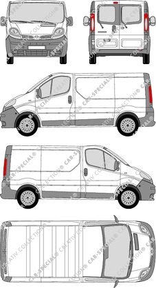 Nissan Primastar, furgón, L1H1, ventana de parte trasera, Rear Wing Doors (2002)