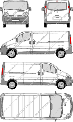 Nissan Primastar, furgón, L2H1, ventana de parte trasera, Rear Flap, 2 Sliding Doors (2002)
