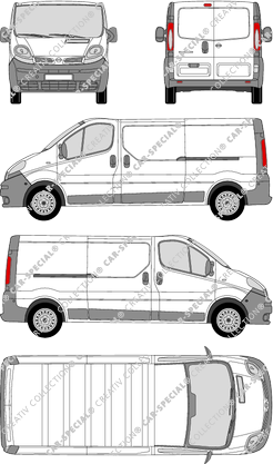 Nissan Primastar, Kastenwagen, L2H1, Rear Wing Doors, 2 Sliding Doors (2002)