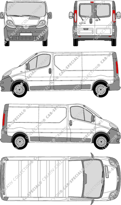 Nissan Primastar, furgone, L2H1, vitre arrière, Rear Wing Doors (2002)