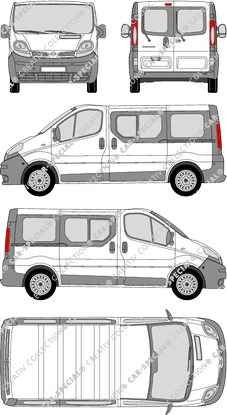 Nissan Primastar, minibus, L1H1, Rear Wing Doors, 2 Sliding Doors (2002)