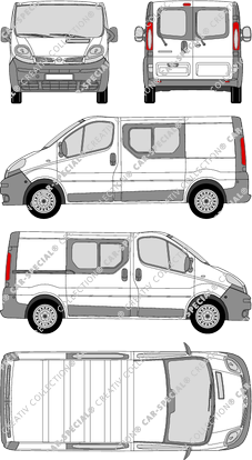 Nissan Primastar, van/transporter, L1H1, rear window, double cab, Rear Wing Doors, 1 Sliding Door (2002)