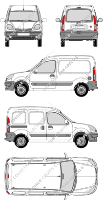 Nissan Kubistar, furgone, vitre arrière, Rear Flap, 1 Sliding Door (2003)