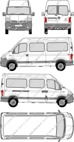 Nissan Interstar, camionnette, L2H2, Rear Wing Doors, 1 Sliding Door (2004)