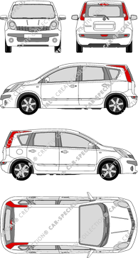 Nissan Note station wagon, 2006–2014 (Niss_138)