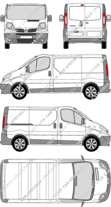 Nissan Primastar, van/transporter, L1H1, Rear Wing Doors, 1 Sliding Door (2008)