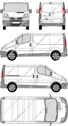 Nissan Primastar, Kastenwagen, L1H1, Rear Wing Doors, 1 Sliding Door (2008)