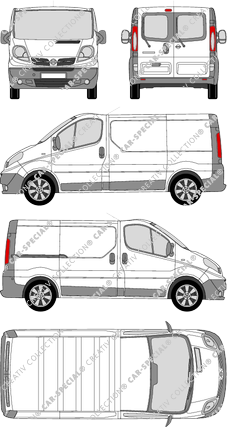 Nissan Primastar, Kastenwagen, L1H1, Heck verglast, Rear Wing Doors, 1 Sliding Door (2008)