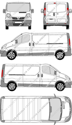 Nissan Primastar, furgone, L2H1, Rear Wing Doors, 2 Sliding Doors (2008)
