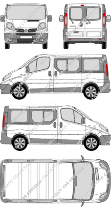 Nissan Primastar, minibus, L1H1, Rear Wing Doors, 2 Sliding Doors (2008)