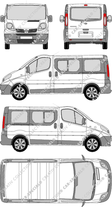 Nissan Primastar, minibus, L1H1, Rear Flap, 2 Sliding Doors (2008)