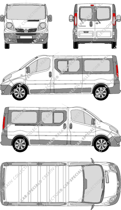 Nissan Primastar, minibus, L2H1, Rear Wing Doors, 1 Sliding Door (2008)