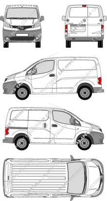 Nissan NV200, furgón, 4 Doors, Rear Wing Doors, 1 Sliding Door (2009)
