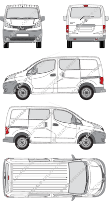 Nissan NV200, Kastenwagen, teilverglast, Doppelkabine, 5 Doors, Rear Flap, 2 Sliding Doors (2009)