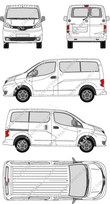 Nissan NV200, Minibus, 4 Doors, Rear Wing Doors, 1 Sliding Door (2009)