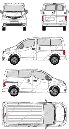 Nissan NV200, Minibus, 5 Doors, Rear Wing Doors, 2 Sliding Doors (2009)