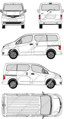 Nissan NV200, Minibus, 5 Doors, Rear Flap, 2 Sliding Doors (2009)