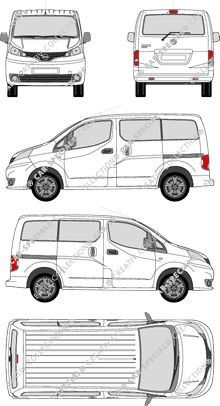 Nissan NV200, minibus, 5 Doors, Rear Flap, 2 Sliding Doors (2009)