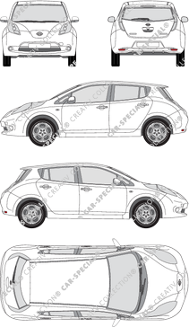 Nissan Leaf Hatchback, 2011–2018 (Niss_202)