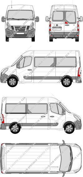 Nissan NV400, FWD, microbús, L2H2, Rear Wing Doors, 1 Sliding Door (2012)