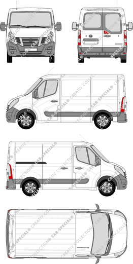 Nissan NV400, FWD, Kastenwagen, L1H1, Heck verglast, Rear Wing Doors, 1 Sliding Door (2012)
