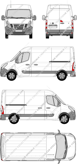 Nissan NV400, FWD, Kastenwagen, L2H2, Rear Wing Doors, 2 Sliding Doors (2012)