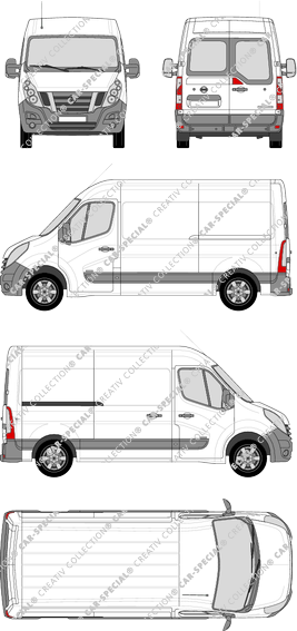 Nissan NV400, FWD, van/transporter, L2H2, rear window, Rear Wing Doors, 1 Sliding Door (2012)