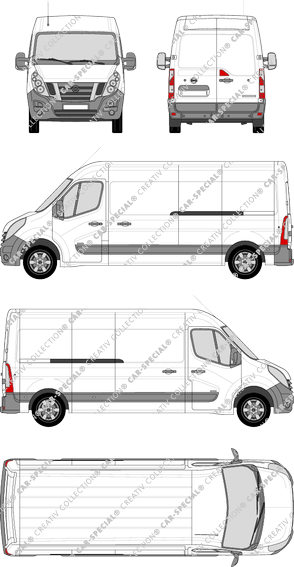 Nissan NV400, FWD, van/transporter, L3H2, Rear Wing Doors, 2 Sliding Doors (2012)