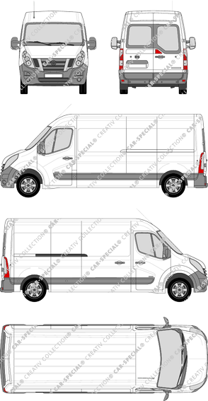 Nissan NV400, FWD, van/transporter, L3H2, rear window, Rear Wing Doors, 1 Sliding Door (2012)