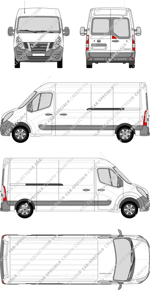 Nissan NV400, FWD, van/transporter, L3H2, rear window, Rear Wing Doors, 2 Sliding Doors (2012)