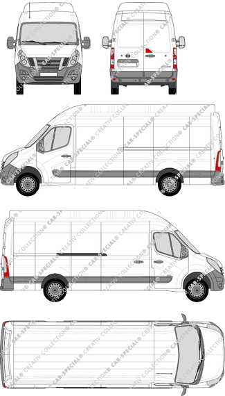 Nissan NV400, RWD, van/transporter, L4H3, Rear Wing Doors, 1 Sliding Door (2012)