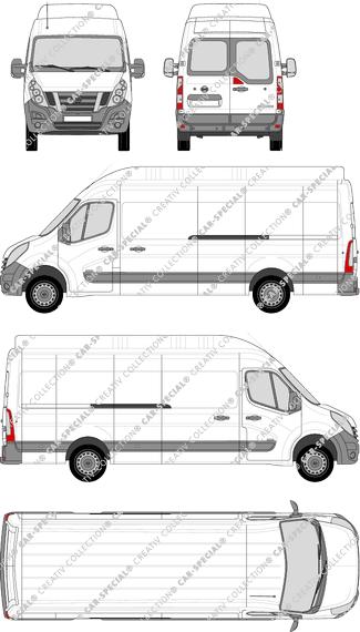 Nissan NV400, RWD, van/transporter, L4H3, rear window, Rear Wing Doors, 2 Sliding Doors (2012)
