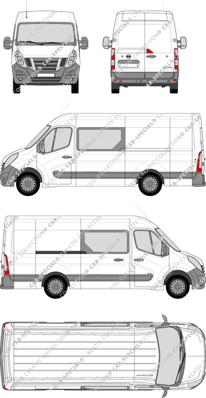 Nissan NV400, RWD, van/transporter, L3H2, double cab, Rear Wing Doors, 1 Sliding Door (2012)