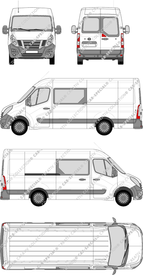Nissan NV400, RWD, van/transporter, L3H2, rear window, double cab, Rear Wing Doors, 1 Sliding Door (2012)