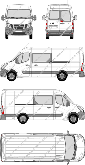Nissan NV400, RWD, van/transporter, L3H2, rear window, double cab, Rear Wing Doors, 2 Sliding Doors (2012)