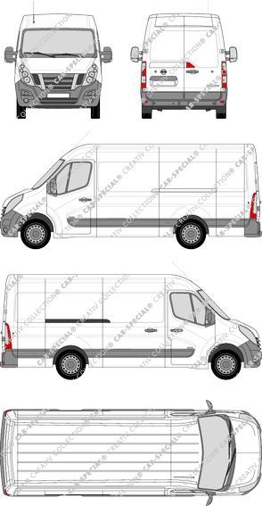 Nissan NV400, RWD, Kastenwagen, L3H2, Rear Wing Doors, 1 Sliding Door (2012)