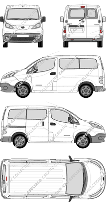 Nissan e-NV200, minibus, Rear Wing Doors, 1 Sliding Door (2014)
