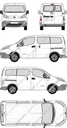 Nissan e-NV200, microbús, Rear Wing Doors, 2 Sliding Doors (2014)